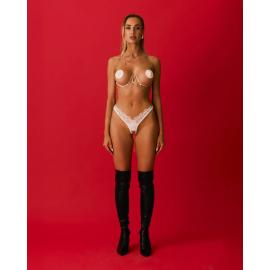 Прикраса на тіло Obsessive Lustique White harness bra S/M/L - 4