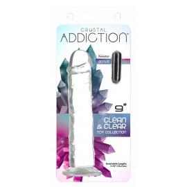 Прозрачный фаллоимитатор на присоске ADDICTION Vertical Dong 9, вибропуля в подарок - 3