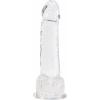 Прозорий фалоімітатор ADDICTION — Clear Dildo with Balls 8, віброкуля в подарунок