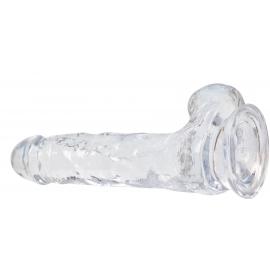 Прозрачный фаллоимитатор на присоске ADDICTION — Clear Dildo with Balls 8, вибропуля в подарок - 3
