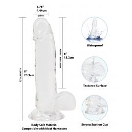 Прозрачный фаллоимитатор на присоске ADDICTION — Clear Dildo with Balls 8, вибропуля в подарок - 6