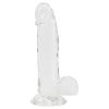 Прозорий фалоімітатор ADDICTION — Clear Dildo with Balls 8, віброкуля в подарунок