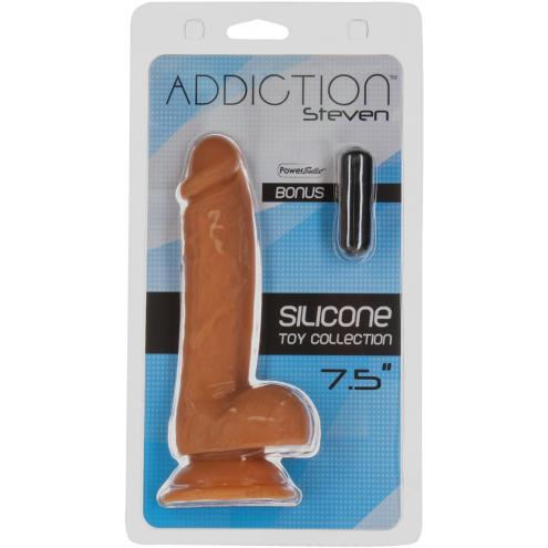 Фалоімітатор ADDICTION Steven 7.5 Silicone Dong Caramel, віброкуля в подарунок