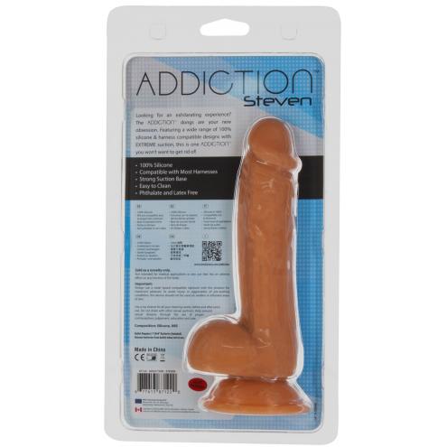 Фалоімітатор ADDICTION Steven 7.5 Silicone Dong Caramel, віброкуля в подарунок