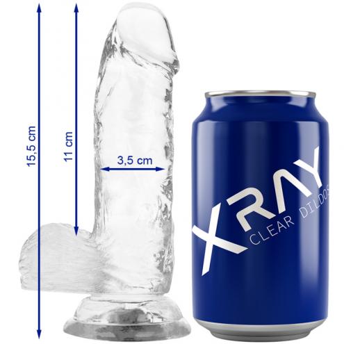 Прозрачный фаллоимитатор с мошонкой, 11 х 3,5 см XRAY (Испания)