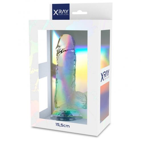 Прозрачный фаллоимитатор с мошонкой, 11 х 3,5 см XRAY (Испания)