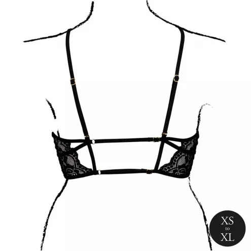Эротический бра Open Cup Triangle Bra with Lace and Adjustable Sliders - One Size - Black
