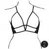 Эротический бра Open Cup Triangle Bra with Lace and Adjustable Sliders - One Size - Black