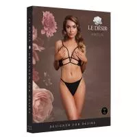 Еротичний бра Open Cup Triangle Bra with Lace and Adjustable Sliders - One Size - Black