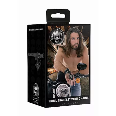 Браслет Skulls and Bones - Bracelet with Skulls and Chains - Black