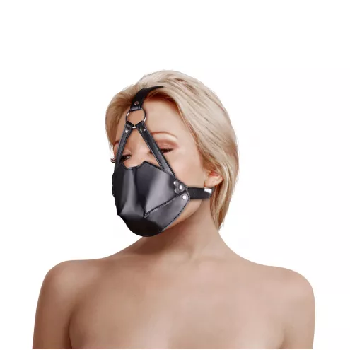 Маска-кляп Head Harness with Mouth Cover and Solid Ball Gag - Black