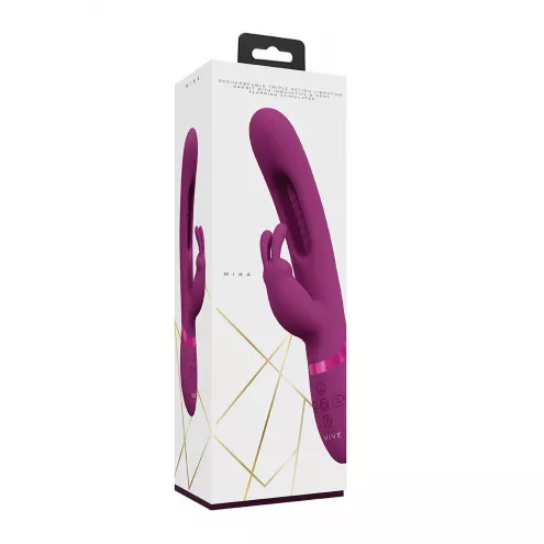 Вібратор Mika Triple Rabbit with G-Spot Flapping - Pink