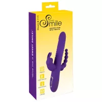 Анально-вагинально-клиторальный вибратор с ротацией и толчками Sweet Smile Thrusting Pearl Triple