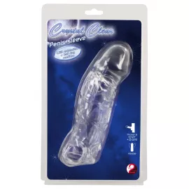 Насадка на пенис Crystal Clear Penis Sleeve With Extension + Ball Ring Medium, прозрачная - 1
