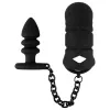 Комплект для пениса, мошонки и ануса Black Velvets cock cage with butt plug