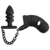 Комплект для пениса, мошонки и ануса Black Velvets cock cage with butt plug