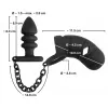 Комплект для пениса, мошонки и ануса Black Velvets cock cage with butt plug