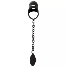 Комплект для пениса, мошонки и ануса Black Velvets cock cage with butt plug - 4