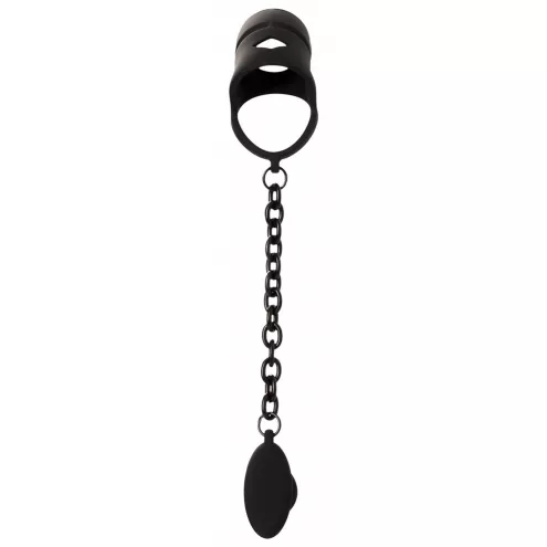 Комплект для пениса, мошонки и ануса Black Velvets cock cage with butt plug