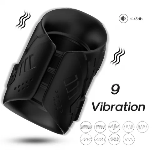 Насадка на пенис Mechwarrior Black, 9 vibration functions