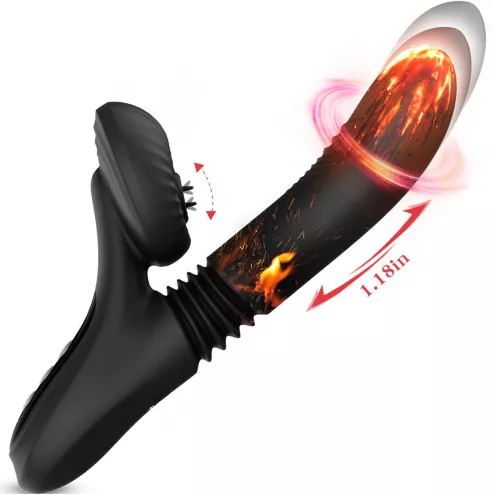 Вібратор для подвійної стимуляції Silicone Vibrator 7 Powerful Modes - Licking,Thrusting and Heatin