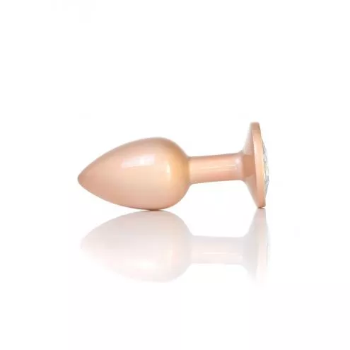 Анальная металлическая пробка Plug-Jewellery Pearl Gold PLUG- Clear S