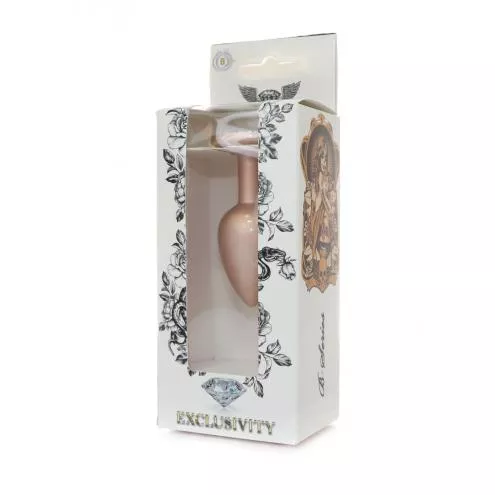 Анальная металлическая пробка Plug-Jewellery Pearl Gold PLUG- Clear S