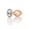 Анальная металлическая пробка Plug-Jewellery Pearl Gold PLUG- Clear S