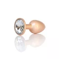 Анальная металлическая пробка Plug-Jewellery Pearl Gold PLUG- Clear S