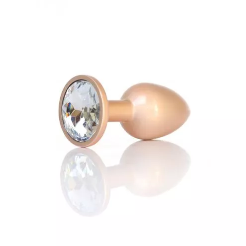 Анальная металлическая пробка Plug-Jewellery Pearl Gold PLUG- Clear S