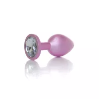 Анальная металлическая пробка Plug-Jewellery Pearl Pink PLUG- Clear M