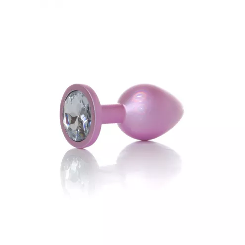 Анальная металлическая пробка Plug-Jewellery Pearl Pink PLUG- Clear M