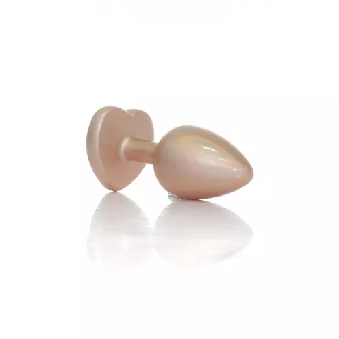 Анальна металева пробка Plug-Jewellery Pearl Gold Heart PLUG - Clear S