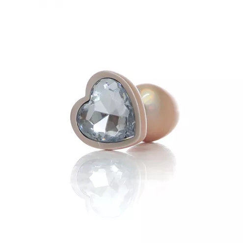 Анальна металева пробка Plug-Jewellery Pearl Gold Heart PLUG - Clear S