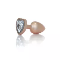 Анальна металева пробка Plug-Jewellery Pearl Gold Heart PLUG - Clear S