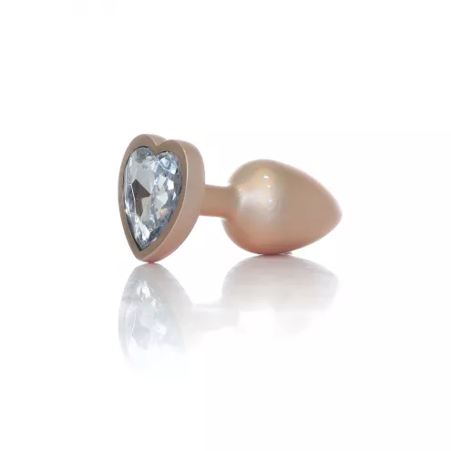 Анальна металева пробка Plug-Jewellery Pearl Gold Heart PLUG - Clear S