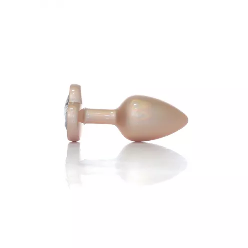 Анальна металева пробка Plug-Jewellery Pearl Gold Heart PLUG - Clear S