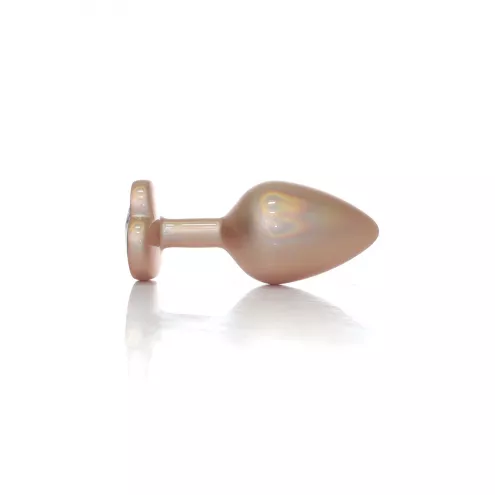 Анальна металева пробка Plug-Jewellery Pearl Gold Heart PLUG- Clear M