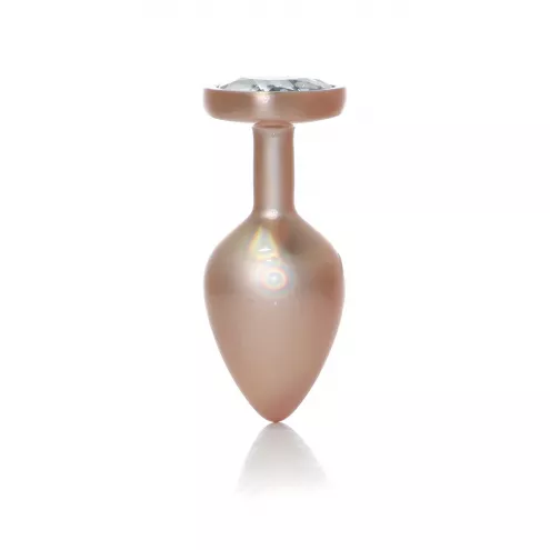 Анальна металева пробка Plug-Jewellery Pearl Gold Heart PLUG- Clear M
