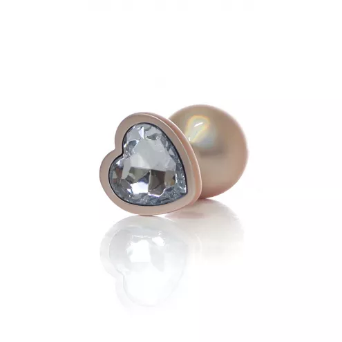 Анальна металева пробка Plug-Jewellery Pearl Gold Heart PLUG- Clear M