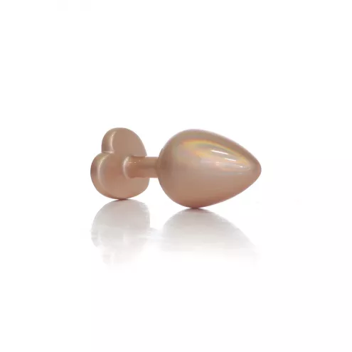 Анальна металева пробка Plug-Jewellery Pearl Gold Heart PLUG- Clear M