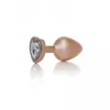 Анальна металева пробка Plug-Jewellery Pearl Gold Heart PLUG- Clear M