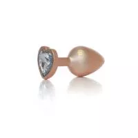 Анальна металева пробка Plug-Jewellery Pearl Gold Heart PLUG- Clear M