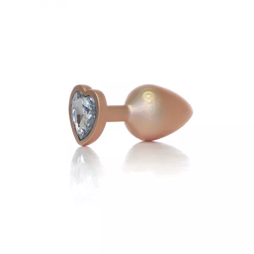 Анальна металева пробка Plug-Jewellery Pearl Gold Heart PLUG- Clear M