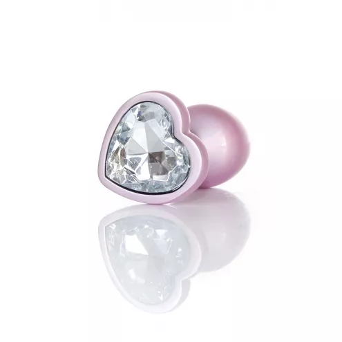 Анальна металева пробка Plug-Jewellery Pearl Pink Heart PLUG - Clear S