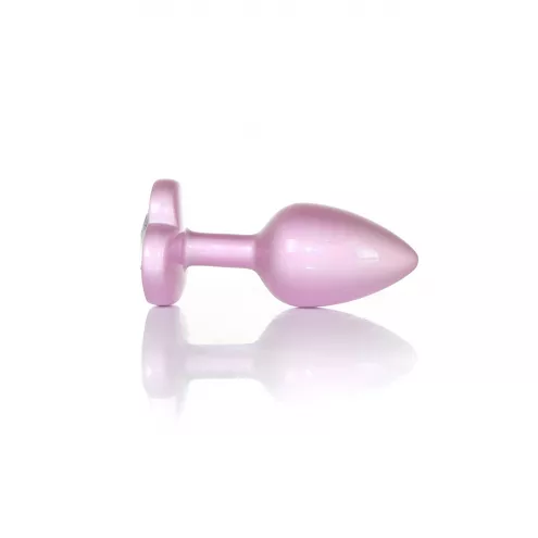 Анальная металлическая пробка Plug - Jewellery Pearl Pink Heart PLUG - Clear S