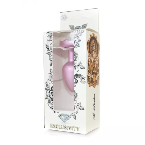Анальная металлическая пробка Plug-Jewellery Pearl Pink Heart PLUG - Clear L