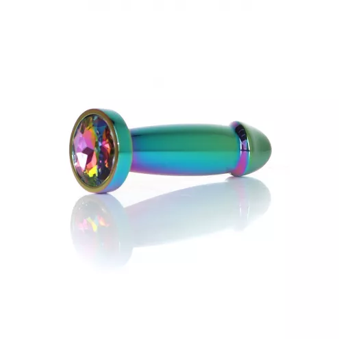 Анальна металева пробка Plug-Jewellery Multicolour Penis PLUG- Clear S