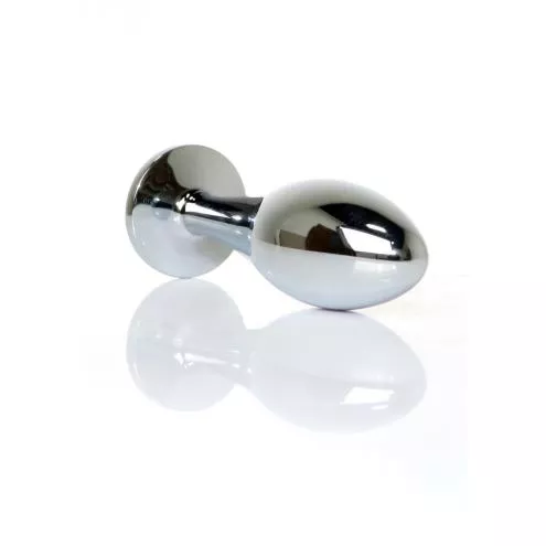 Анальная металлическая пробка Plug-Jewellery Silver PLUG- Light Blue L
