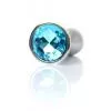 Анальная металлическая пробка Plug-Jewellery Silver PLUG- Light Blue L